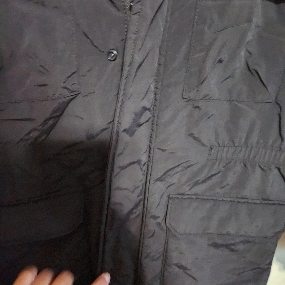 Boys Black Puffer Jacket with Faux Fur Hood - Picture 5 of 12